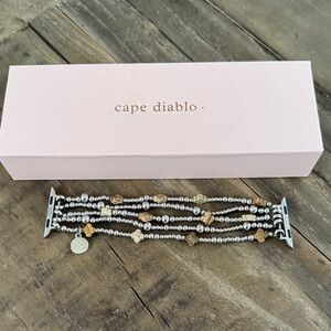 Cape Diablo Elegant Silver and Wood Apple Watch band
